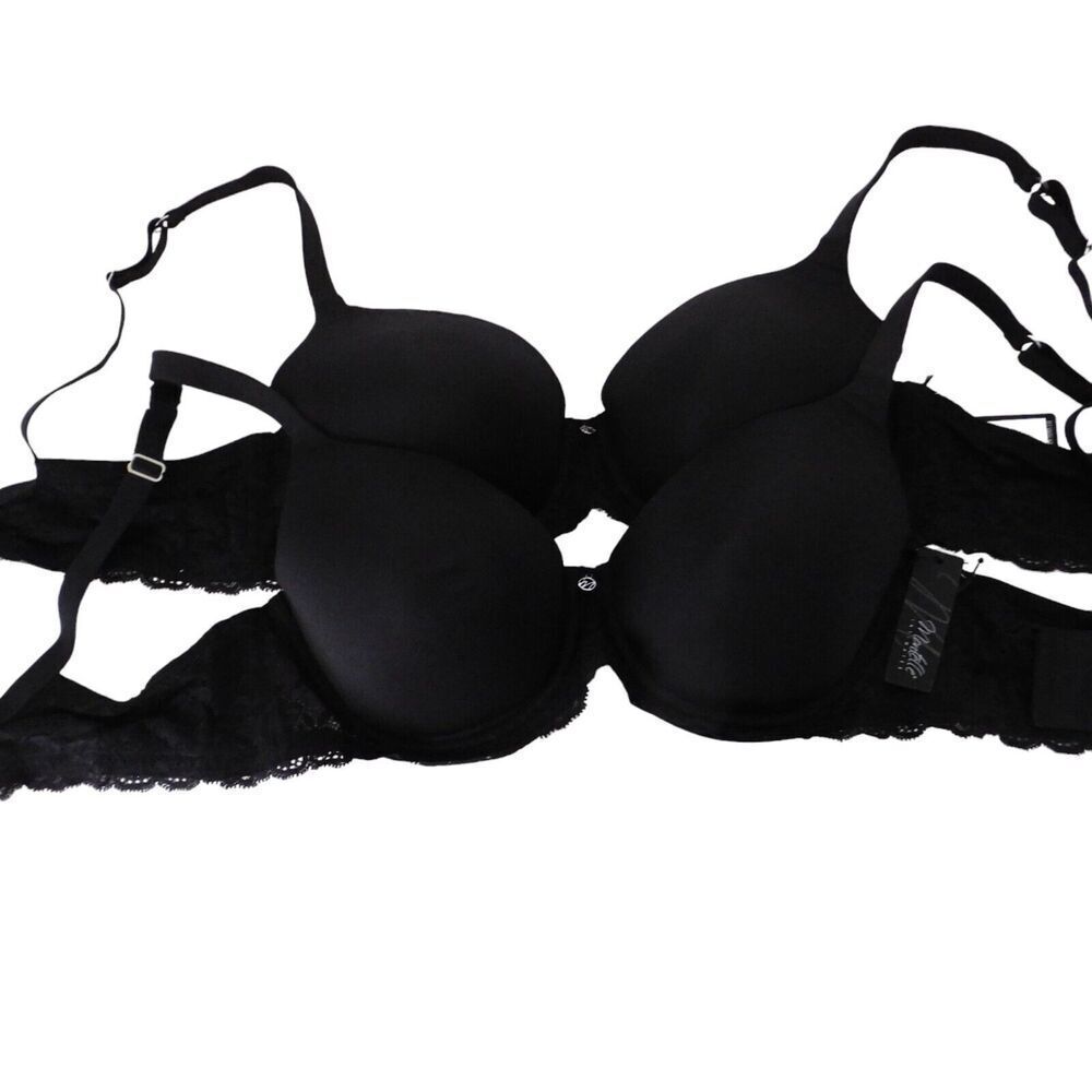 Lot of‎ 2 NEW Montelle Intimates Full Coverage T Shirt Bra Underwire 40B Black